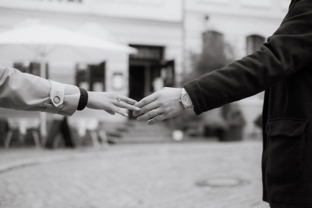 The couple wear a pair of rings