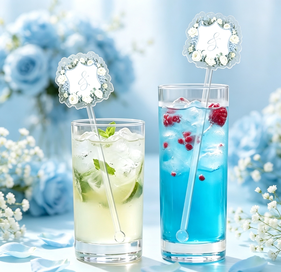 blue drink stirrers