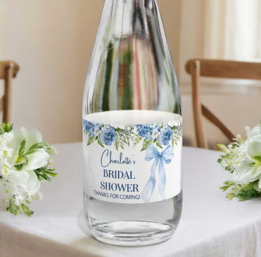 watert bottle blue label sticker