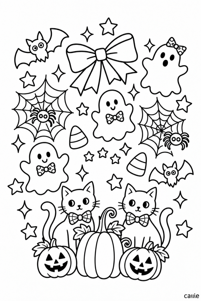 ghosts kittens and pumpkins