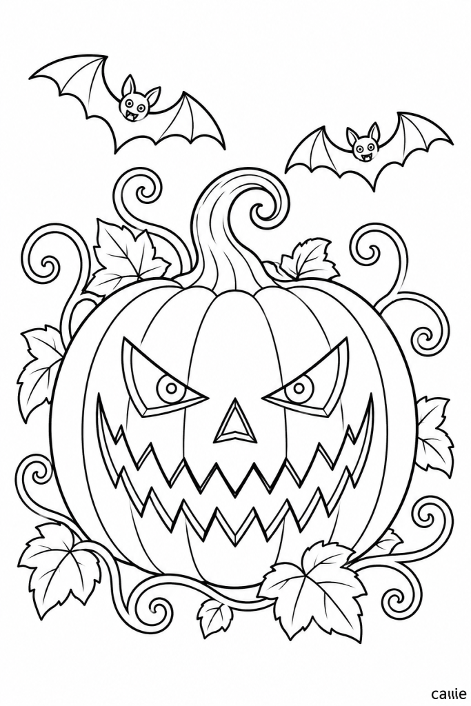 jack-o-lantern with bat vines