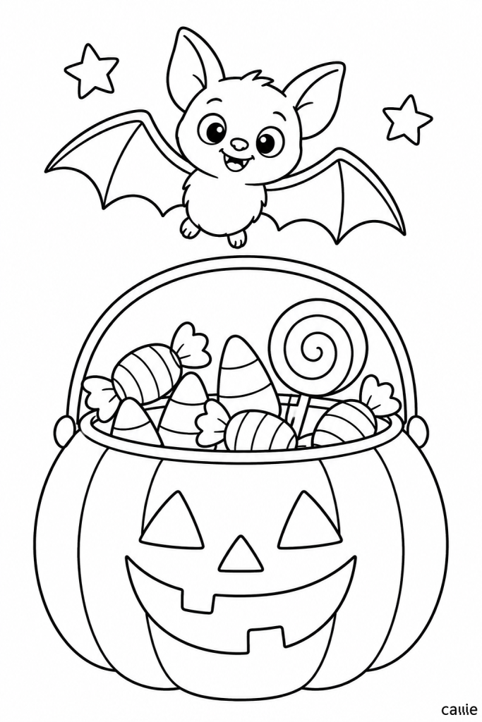 pumpkin candy bucket and small bat