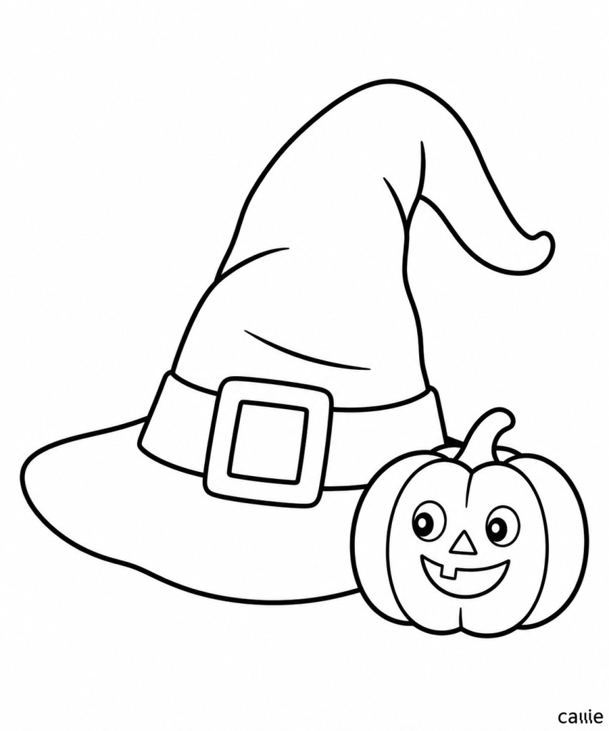witch hat and small pumpkin