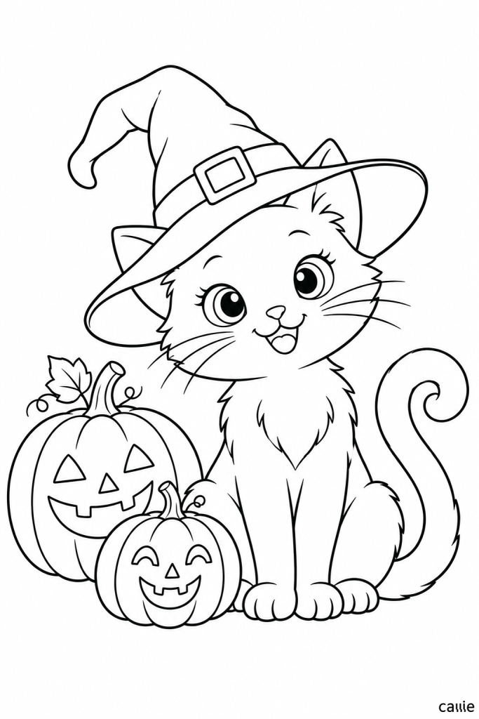 wizard kitten and pumpkin
