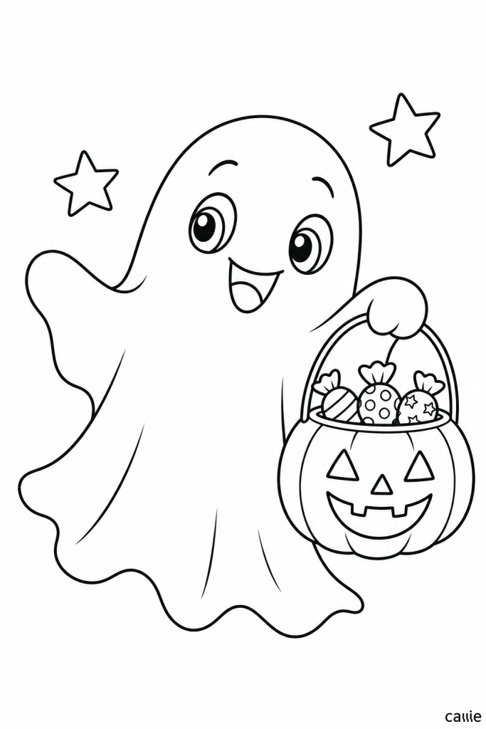 happy ghost trick-or-treat bucket