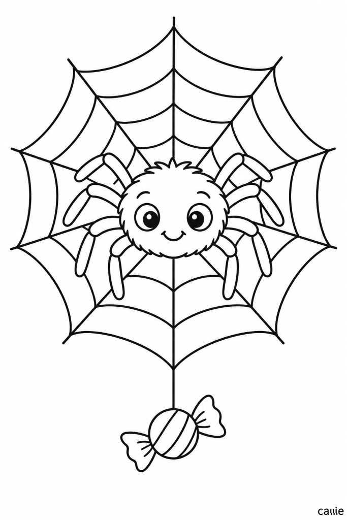 smiling spider and halloween candy