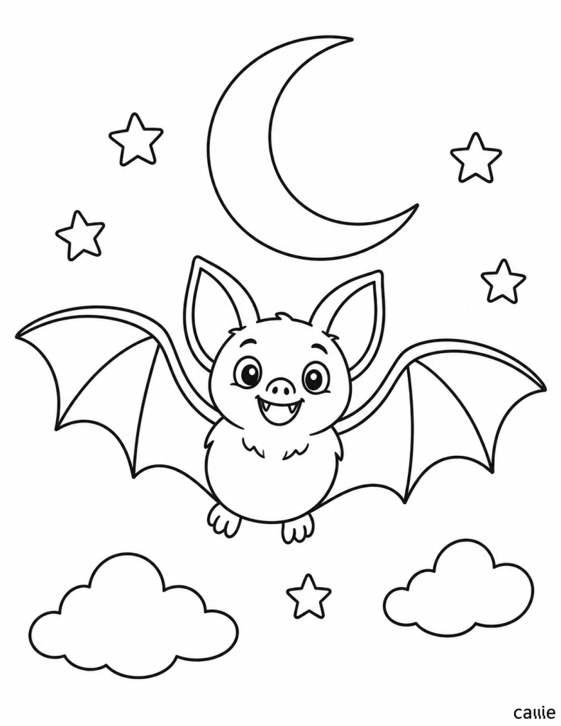 little bat with spread wings 