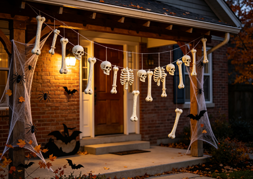Bone mobile in the porch rafters