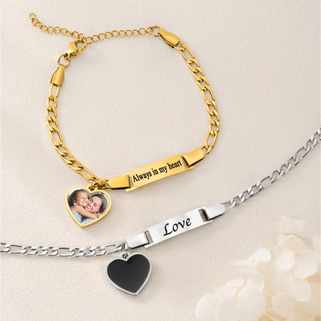 Personalized Heat-Activated Heart Charm Hidden Photo Bracelet