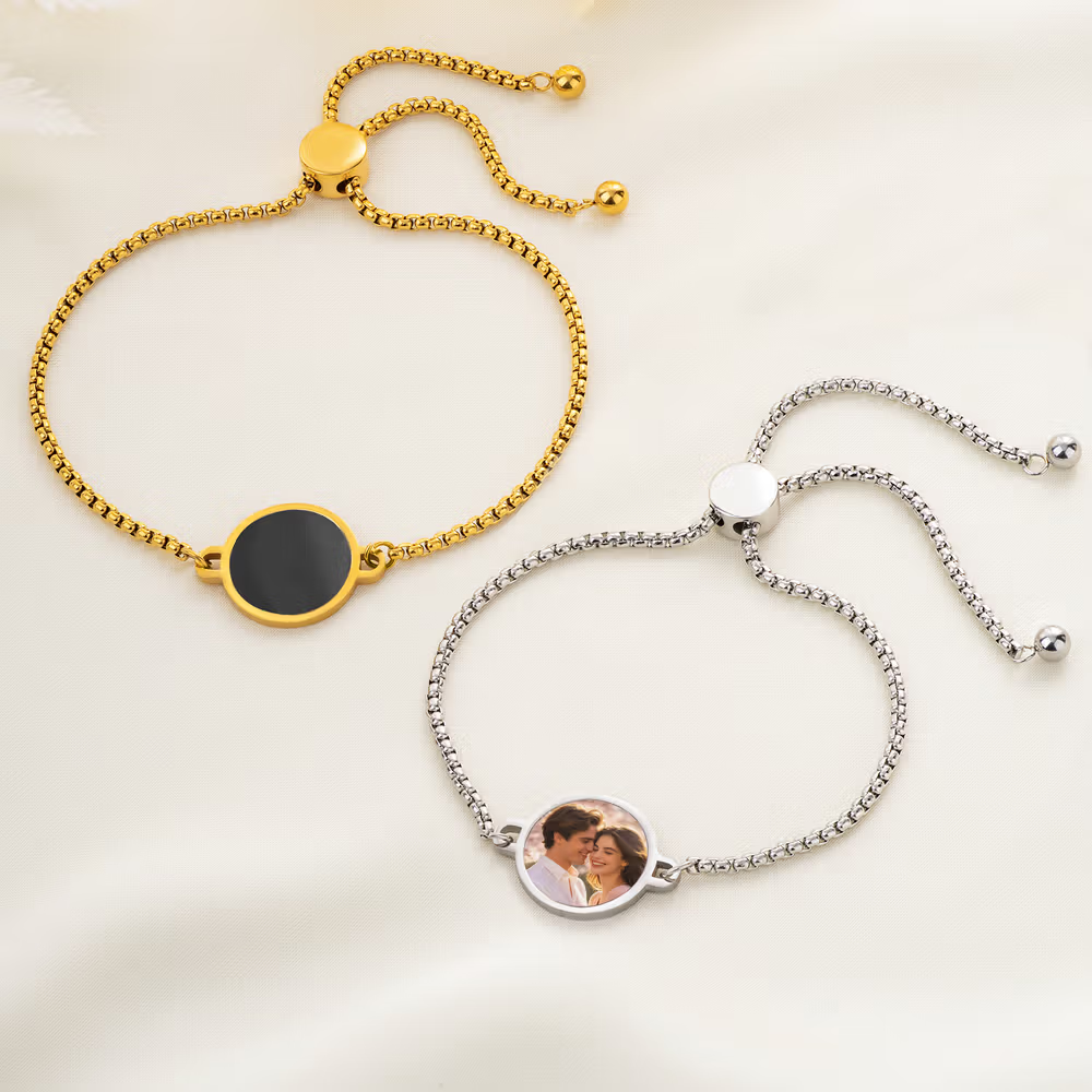 Personalized Heat-Activated Heart Charm Hidden Photo Bracelet